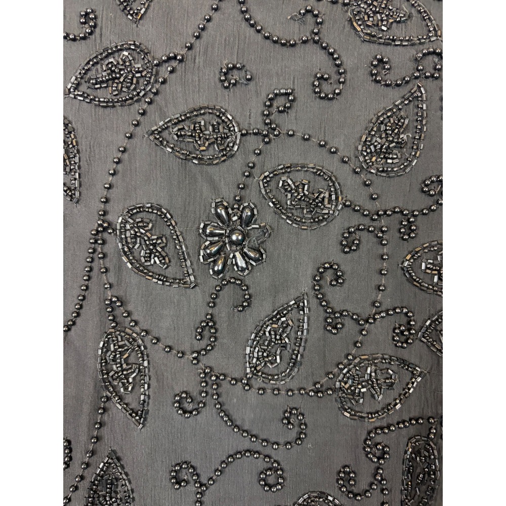 Stenay Beaded Silk Top Small Black Vintage Evening Floral Sequin 80s 90s Glam - Picture 7 of 9